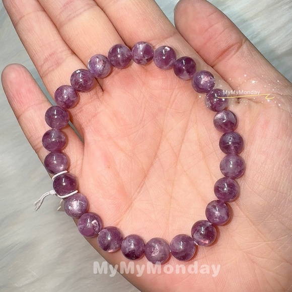 Lepidolite Bracelet 7mm Purple Mica - Picture 2 of 5